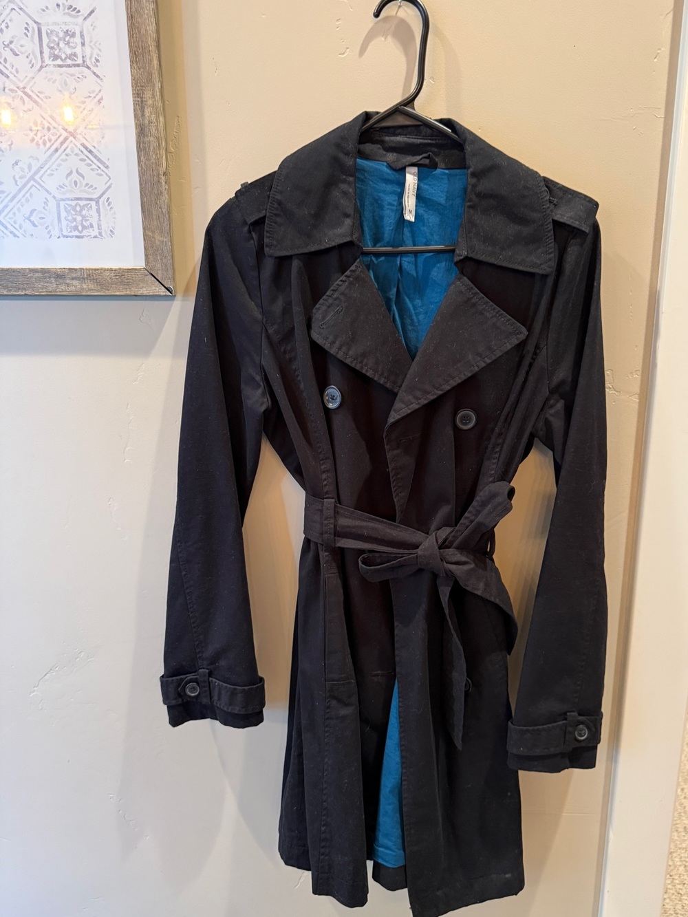 Old Navy Black Double-Breasted Trench Coat with Belt